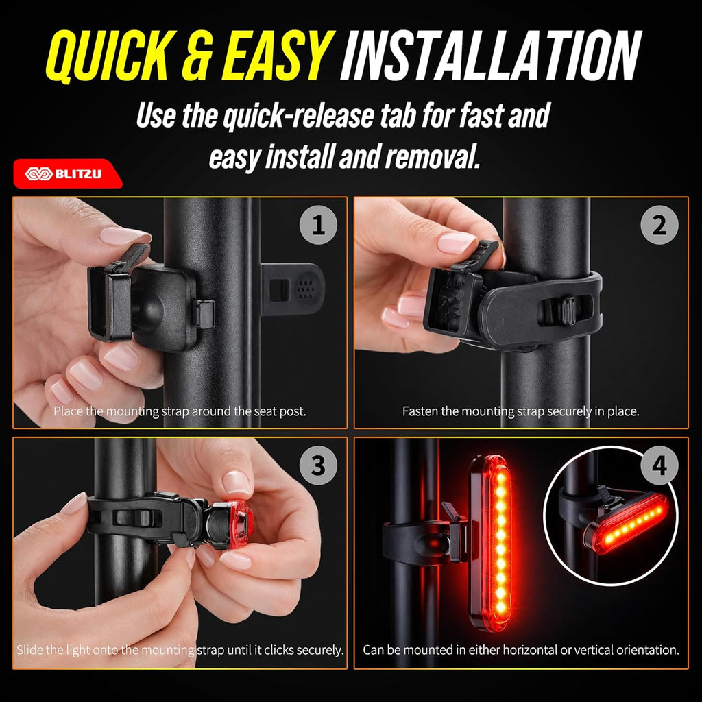 BLITZU USB-C Rechargeable Bike Tail Light 2 Pack